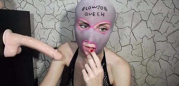 Webcam Dildo Deepthroat Gagging Queen - Masked Blowjob Queen Doing Double Dildo Deepthroat - watch more on Amateur-Cam-Girls.com